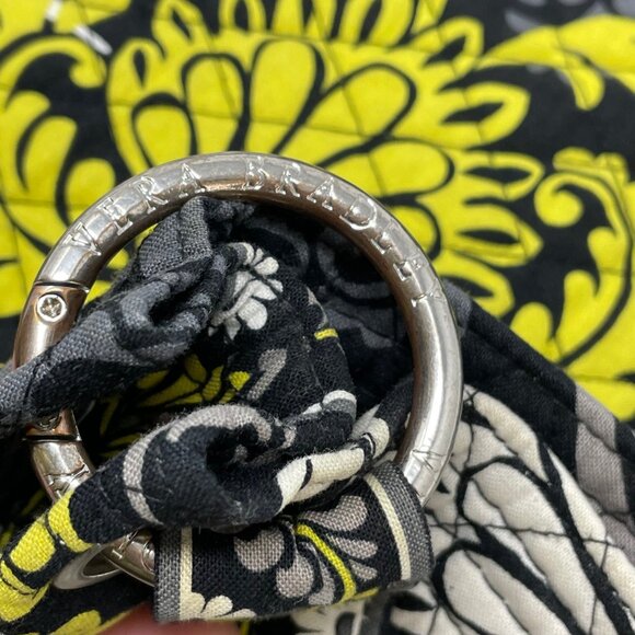 Vera Bradley Tote Baroque Shoulder Bag Black Gray Yellow White Print Medium - Picture 8 of 10
